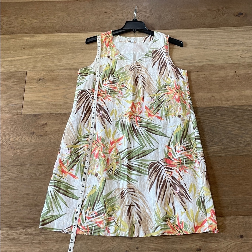 J. Jill Love Linen Tiger Lily Jungle Shift Dress MT Sleeveless Tropical Floral - Picture 13 of 13